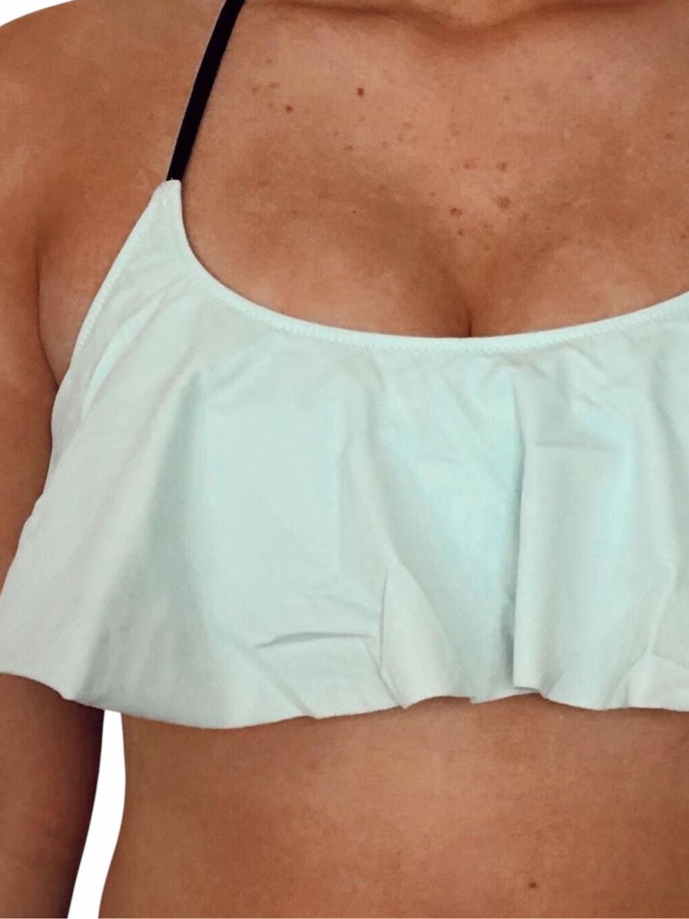VINTAGE PINK VICTORIA’S SECRET Mint Green Flounce Bikini Top Strappy Back Small